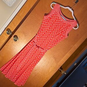 Perceptions New York Orange and White Polka Dot Dress